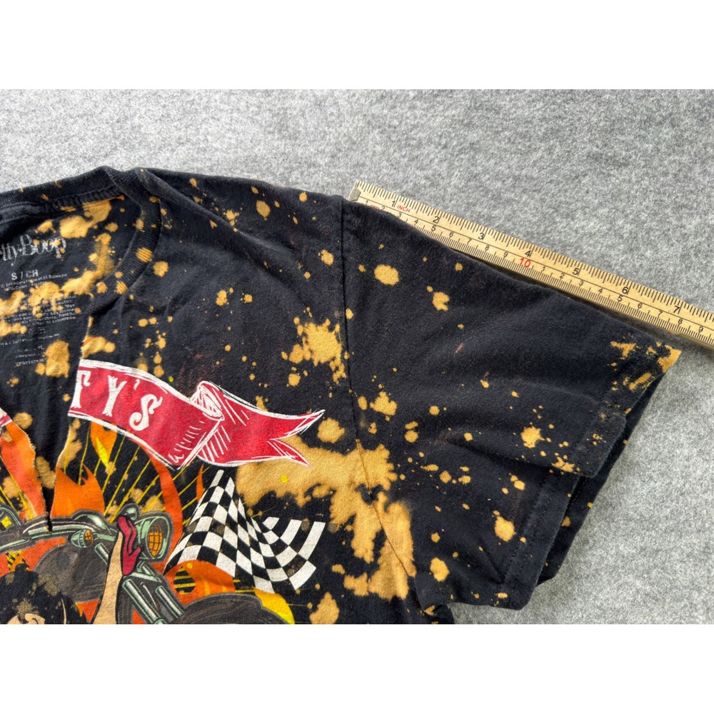 Betty Boop Graphic T-Shirt Women Small Black Bleach Splatter Biker Crop Top - Picture 8 of 9